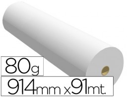 Papel reprografía para plotter 914mm.x91m. 80g/m²